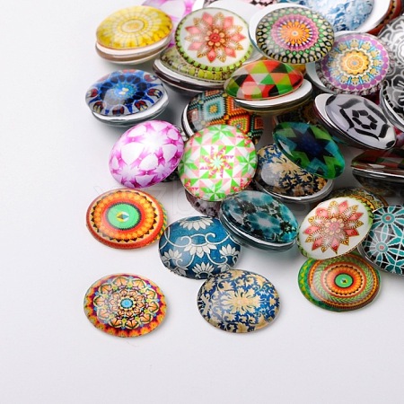   Printed Glass Cabochons GGLA-PH0004-11-1