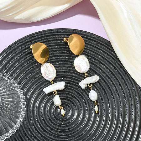 Natural Nucleated Baroque Keshi Pearl Stud Earrings EJEW-JE07152-1