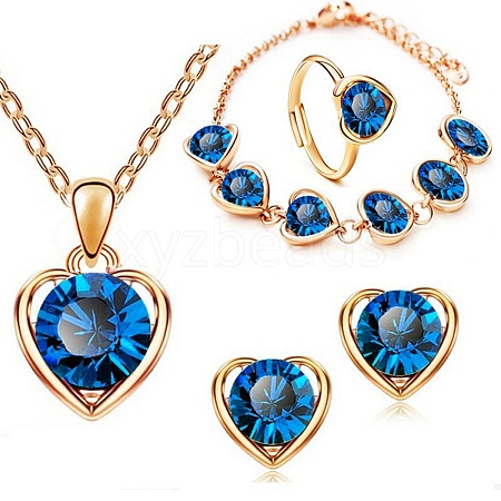 Glass Heart Jewelry Set PW-WG19473-03-1