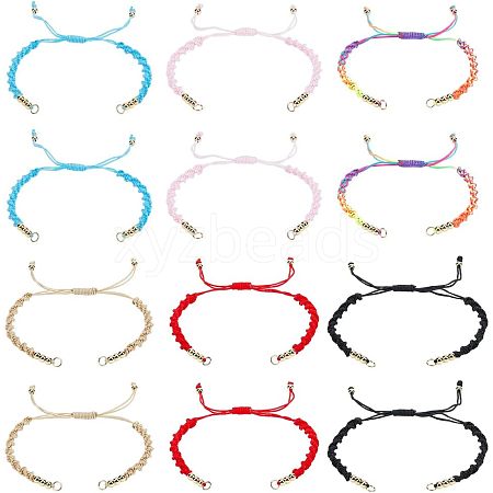  12Pcs 6 Colors Half Finished Braided Nylon Thread Bracelets AJEW-NB0003-62-1