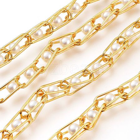 Handmade Beaded Brass Link Chains CHC-A003-12G-1