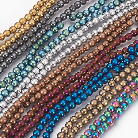 Electroplate Non-Magnetic Synthetic Hematite Beads Strands G-F585-B-4mm-1