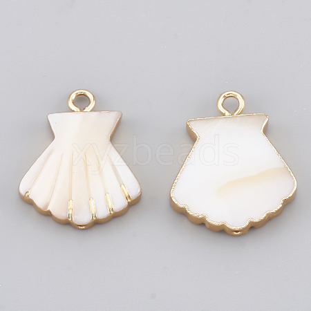 Electroplate Freshwater Shell Pendants SHEL-S274-34-1