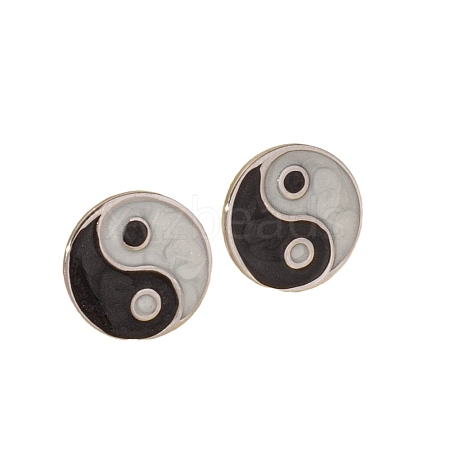 304 Stainless Steel Ying Yang Stud Earrings PW-WGDE3E0-01-1