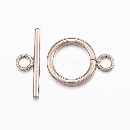 Ion Plating(IP) 304 Stainless Steel Toggle Clasps X-STAS-E127-01RG-1
