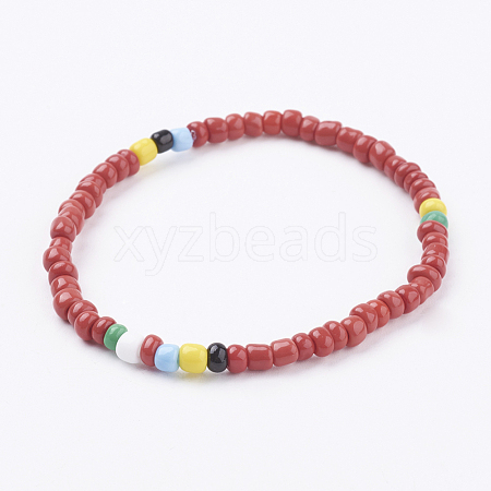 Glass Seed Beads Stretch Bracelets BJEW-JB03435-06-1