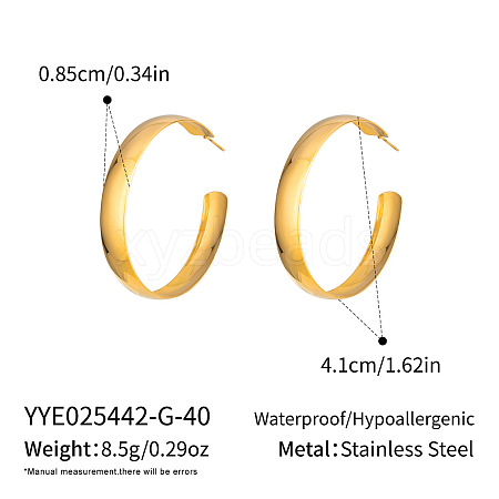 304 Stainless Steel C-shaped Stud Earrings EH4855-1-1