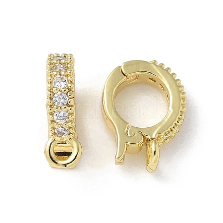 Brass Clear Cubic Zirconia Fold Over Clasps KK-A236-14G-1