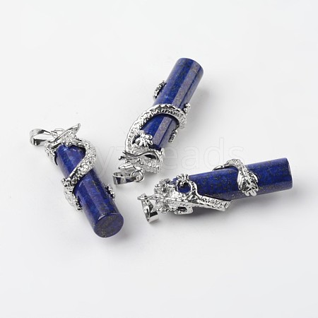 Tube Natural Lapis Lazuli Pendants G-L455-H10-1