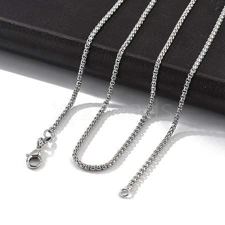 2mm Rack Plating Brass Box Chain Necklaces for Women Men MAK-L044-60P-1