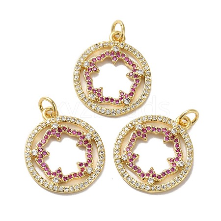 Rack Plating Brass Pave Cubic Zirconia Pendants KK-O142-46G-1