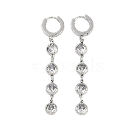 304 Stainless Steel Flat Round Earrings for Women EJEW-K281-32P-1