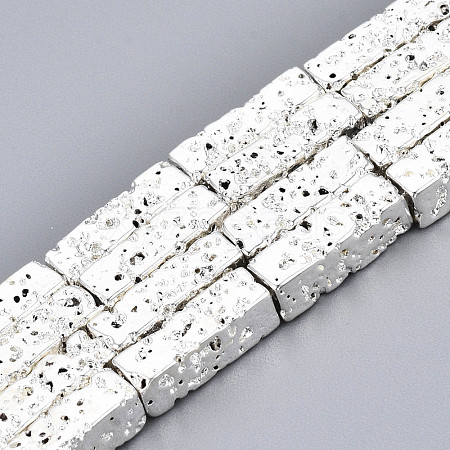 Electroplated Natural Lava Rock Beads Strands G-T114-63S-1