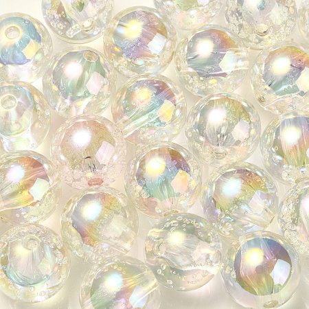 UV Plating Transparent Rainbow Iridescent Acrylic Beads TACR-D010-07B-1