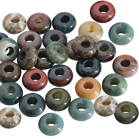 30Pcs Natural Indian Agate European Beads G-SP0001-01A-01-1