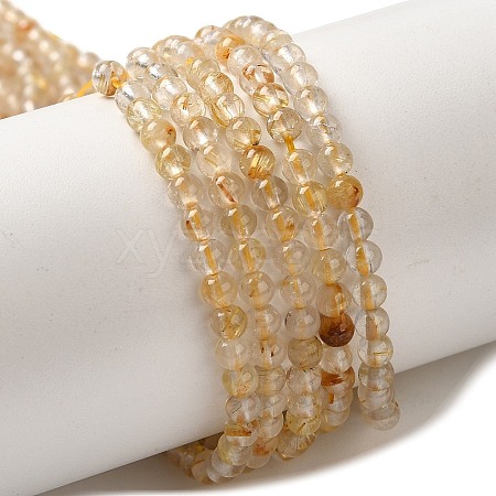 Natural Gold Rutilated Quartz Beads Strands G-B090-A30-03-1