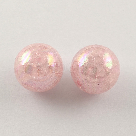 AB Color Transparent Crackle Round Acrylic Beads CACR-S006-01-1