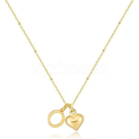 Brass Initial and Heart Pendant Necklaces for Women FS-WG01F32-15-1
