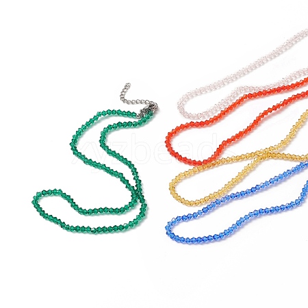 Transparent Glass Bicone Beaded Necklaces with 304 Stainless Steel Lobster Claw Clasp & Chain Extender NJEW-JN04223-1