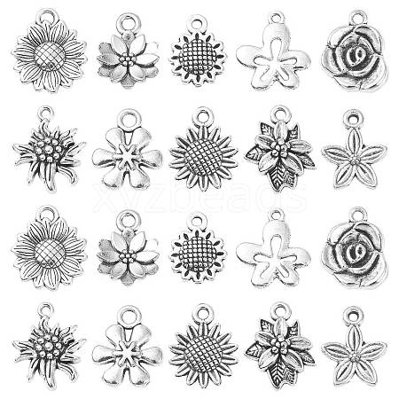 Sunflower Tibetan Style Alloy Pendants TIBEP-CJ0001-09-RS-1