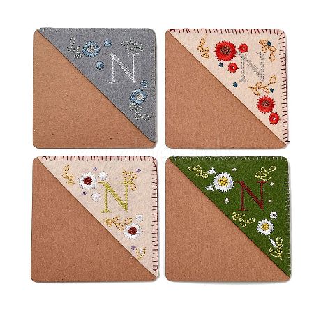 4Pcs Letter Personalized Hand Embroidered Corner Bookmarks JX587N-1