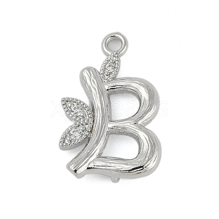 Brass Crystal Rhinestone Letter Links Connector Charms KK-S395-06P-B-1