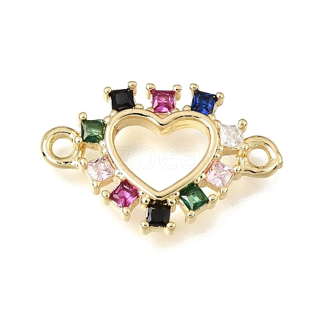 Brass Pave Cubic Zirconia Connector Charms KK-E802-15G-A-1