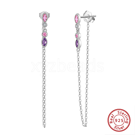 925 Sterling Silver Micro Pave Cubic Zirconia Stud Earrings EJEW-K284-04P-1