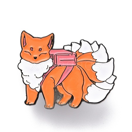 Nine Tailed Fox with Bag Enamel Pin JEWB-O005-A02-1