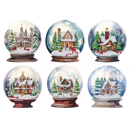 6Pcs Christmas DIY Diamond Painting Sticker Kits PW-WGAF467-01-1