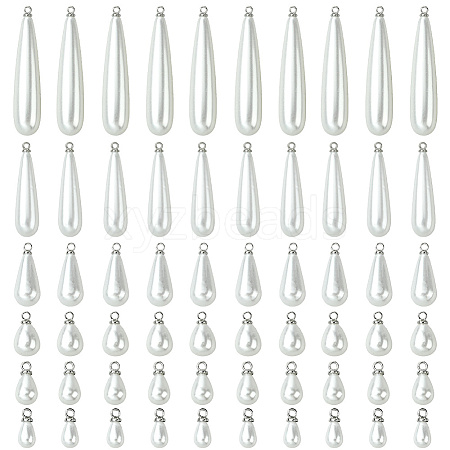 96Pcs 6 Styles ABS Plastic Imitation Pearl Pendants KY-SC0002-33P-1