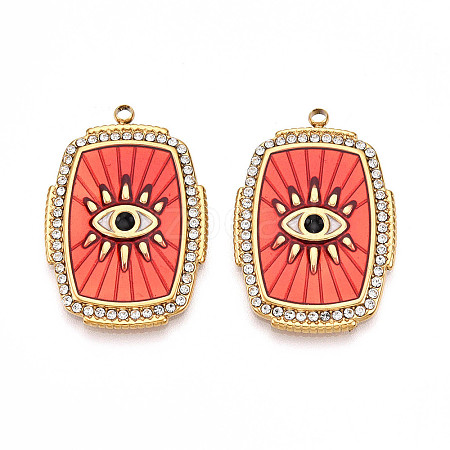 Ion Plating(IP) 304 Stainless Steel Evil Eye Enamel Pendants STAS-N107-04A-G-1