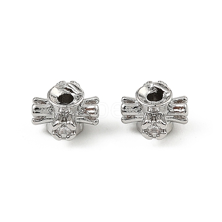 Brass Clear Cubic Zirconia Beads KK-D106-07P-1
