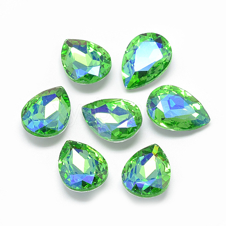 Pointed Back Glass Rhinestone Cabochons RGLA-T017-13x18mm-06-1