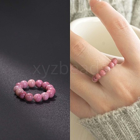 Natural Rhodochrosite Stretchy Finger Rings FS-WG01730-09-1