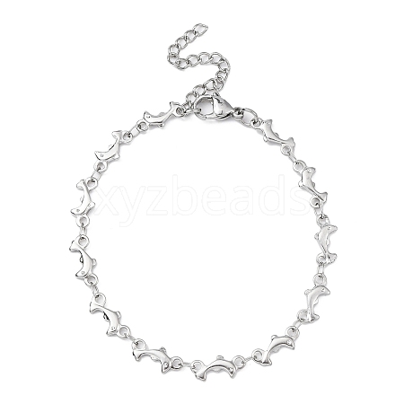 Non-Tarnish 304 Stainless Steel Dolphin Link Chain Bracelet BJEW-JB09893-1