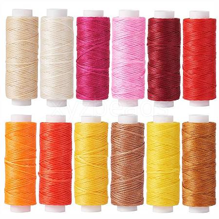 12Rolls 12 Colors Waxed Polyester Cord YC-SZ0001-03C-1