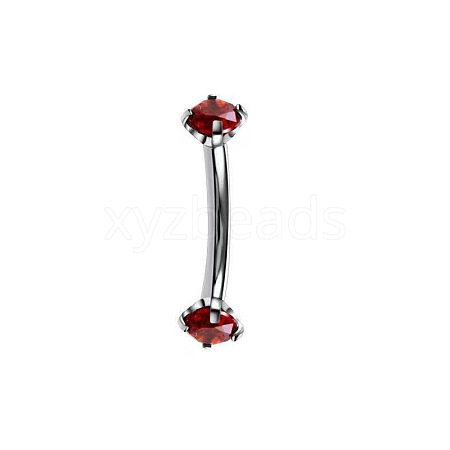 304 Stainless Steel Flat Round Cubic Zirconia Eyebrow Curved Barbell Rings WG8201B-01-1