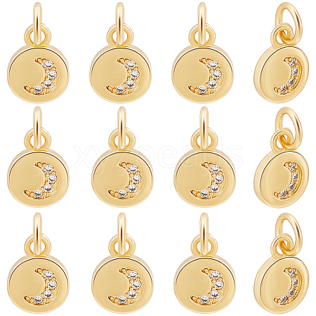 Beebeecraft 20Pcs Brass Micro Pave Clear Cubic Zirconia Charm ZIRC-BBC0001-67-1