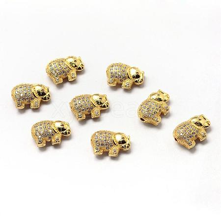 Rack Plating Brass Cubic Zirconia Beads ZIRC-S032-01G-1