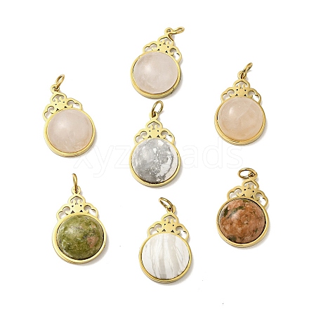 Flower Natural Mixed Stone Pendants G-H276-05-1