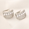 Rack Plating Brass Micro Pave Cubic Zirconia Cuff Earrings EJEW-H143-29P-2