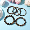 5Pcs 5 Styles Natural Tiger Eye Stretch Bracelets BJEW-JB11026-2