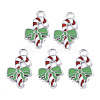 Alloy Candy Cane Enamel Pendants X-ENAM-R041-53-2