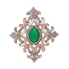 Baroque Style Rhombus Zinc Alloy Rhinestone Brooches PW-WGB385F-01-1