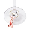 Awareness Ribbon Alloy Enamel Wine Glass Charm AJEW-JO00215-3