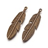Tibetan Style Alloy Feather Big Pendants TIBEP-A12720-AB-NR-2