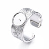 304 Stainless Steel Open Cuff Finger Ring Cabochon Settings STAS-T060-05-M-4