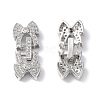 Rack Plating Brass Micro Pave Clear Cubic Zirconia Fold Over Clasps KK-G448-03P-2