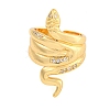 Snake Brass Micro Pave Clear Cubic Zirconia Open Cuff Rings RJEW-G329-01G-2